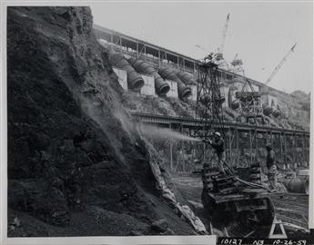 (NIAGARA FALLS--ENERGY) Pair of albums with approximately 178 photographs of the construction of the Robert Moses Niagara Power Plant.